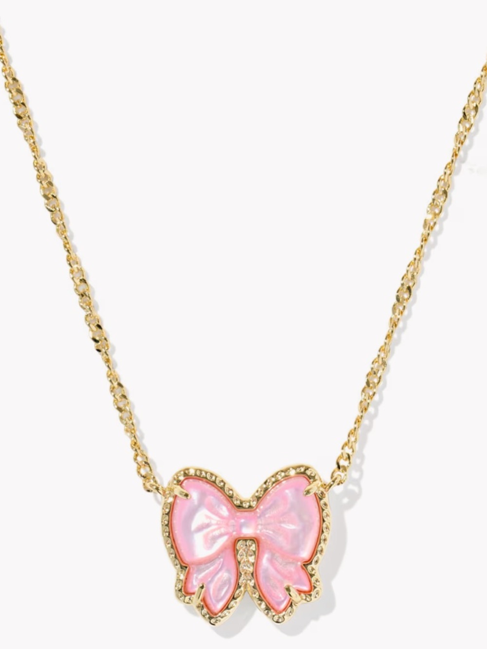 NWT Kendra Scott Haley Bow Gold Short Pendant Necklace in Blush Mother of Pearl - Picture 1 of 8